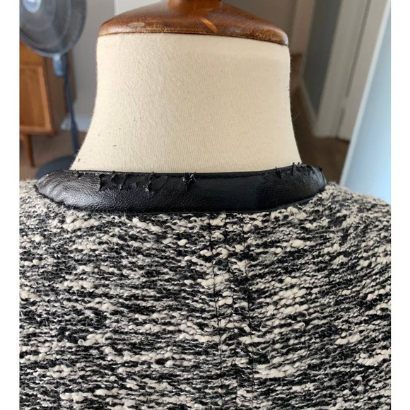 Anthropologie Cartonnier S Black Tweed Vegan Leather Sleeve Tela Moto Jacket - Picture 4 of 4